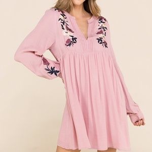 Entrance Dresses - Embroidered Blush Pink Dress Flowy Entrance Dresses - Embroidered Blush Pink Dress Flowy